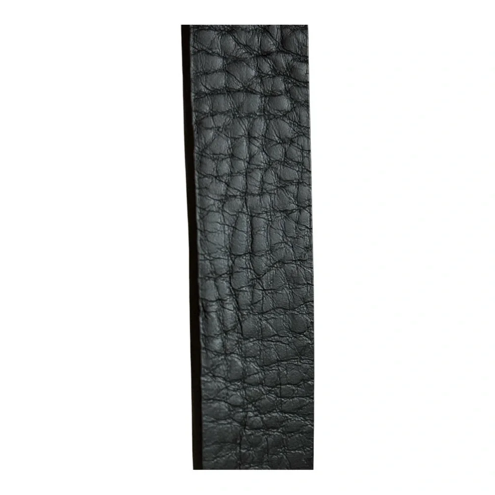 CHICO’S leather belt, size S/M, hammered gold tone with rhinestones buckle.Black